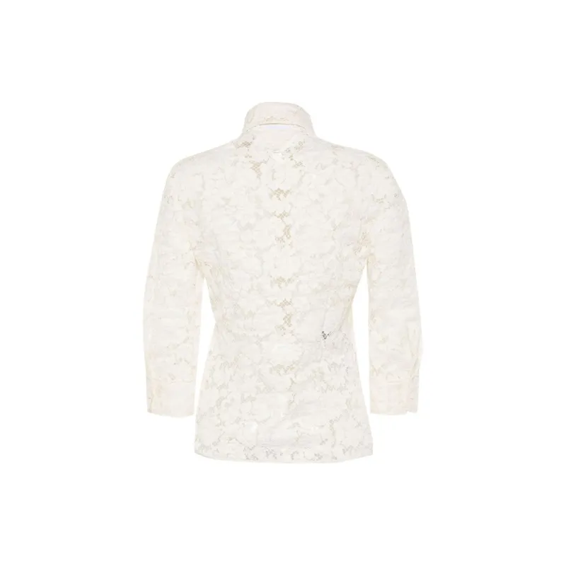 PRADA All Over Lace Detailed Long Sleeved Blouse-1