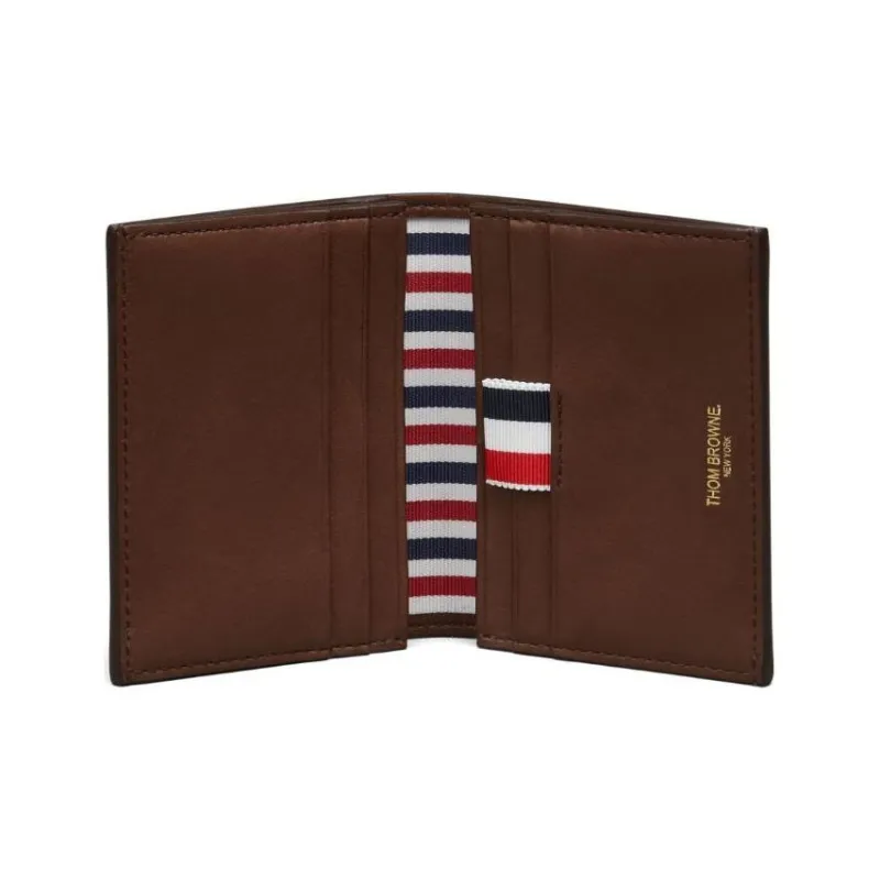 THOM BROWNE· Calfskin Card Holder Men's Chocolate-2