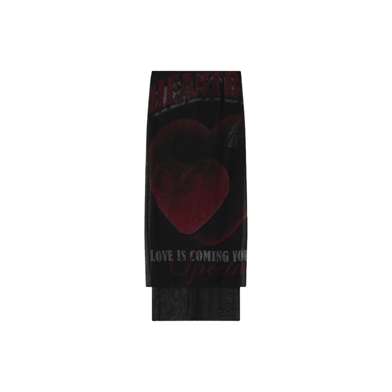 Vision Of Super Heart Printed Midi Skirt-3