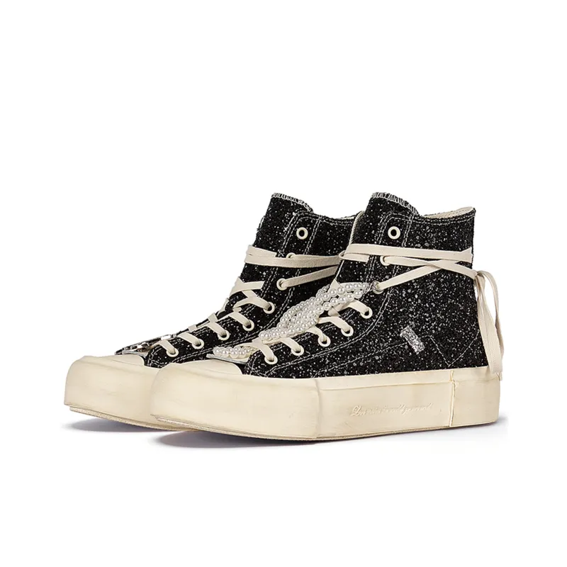 MATNUT Black, High Top, Distressed Skateboard Shoes With Platform Height Increasing-2