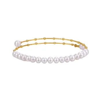 LAISHENTONGLING 18K Gold Bangles Women's Gold/White