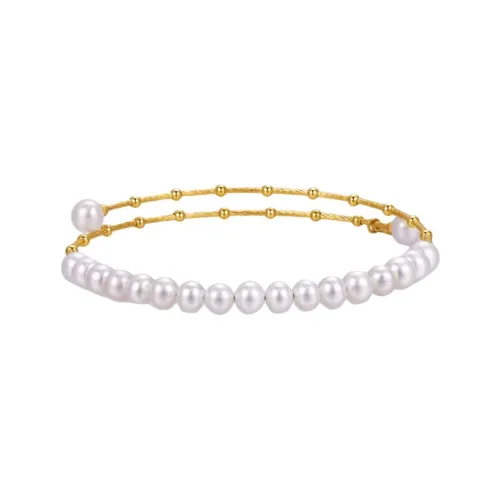 LAISHENTONGLING 18K Gold Bangles Women's Gold/White