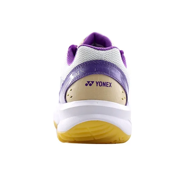 YONEX Cushioning Wear Resistant Coverage Rebound Low Top Badminton Shoes Unisex White Purple-3