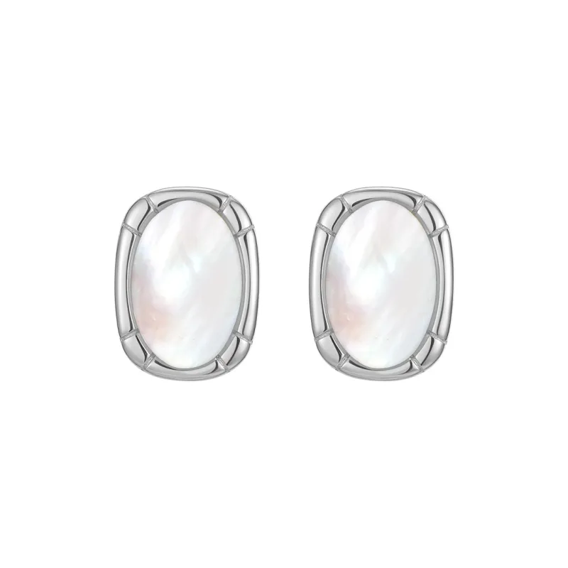 JITAIXIANG White Shell Stud Earrings Women's-0