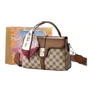 BRINCH PU Shoulder Bag Crossbody Bag Handbags Regular Women's Khaki Plaid/Coffee Plaid/Ecru Print/Khaki Print