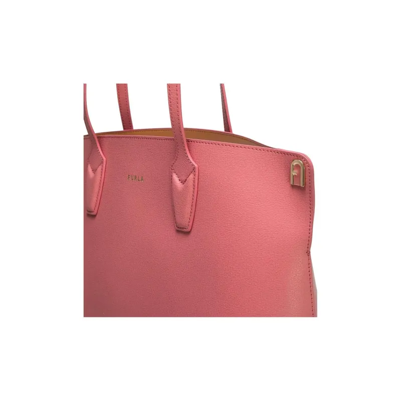 Furla Paradiso Cow Leather Totes Handbag Shoulder Bag Large Size Women's Pink-3