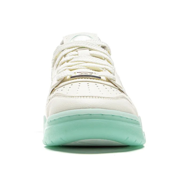 LINING Moon White 3 Skateboard Shoes Women's Low Top Champagne White, Island Blue-4