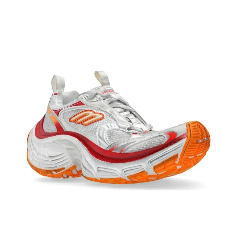 Balenciaga 10XL Low-Top Casual Shoes Men's Gray Red Orange-2