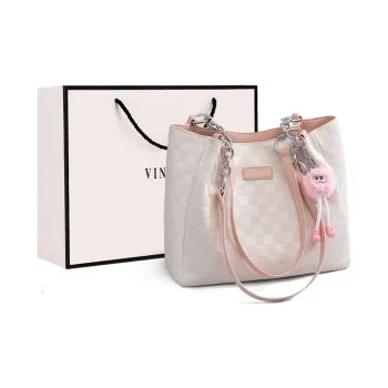 VINEY Cow Leather Shoulder Bag Tote Large Size Women's Pink