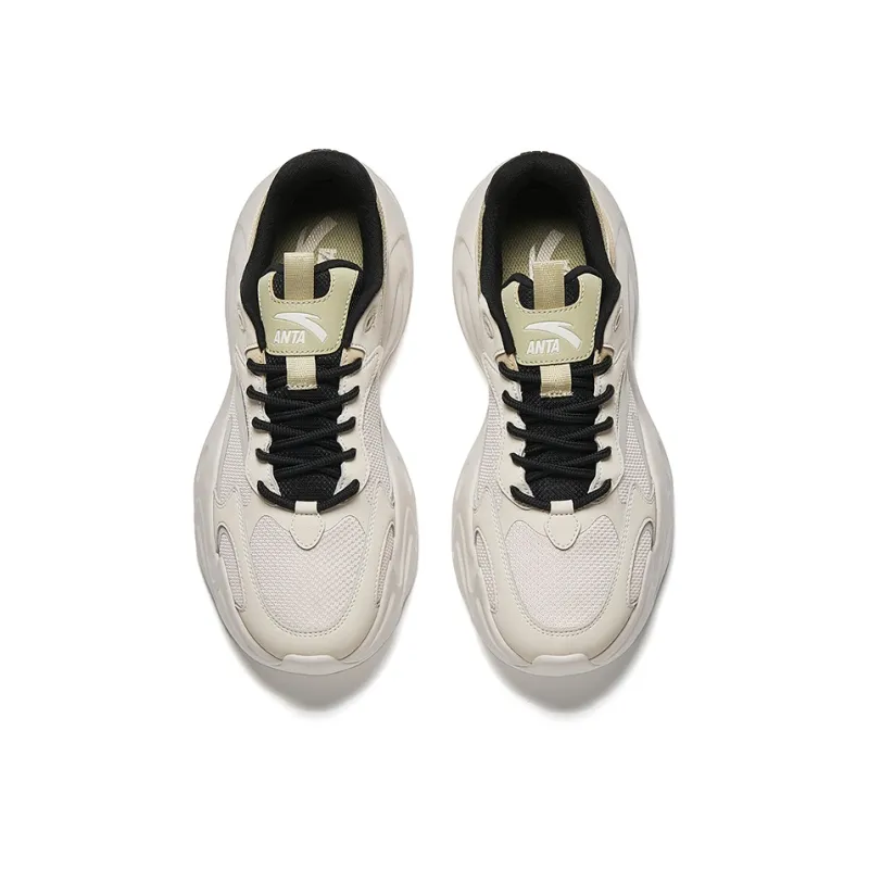 Anta Travel Style Anti-Slip And Wear-Resistant Breathable Low-Top Casual Shoes Men's Beige-2