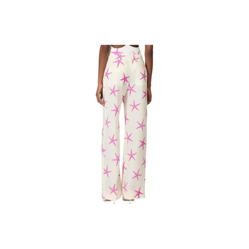 Valentino Crepe De Chine Starfish Pants 'Kez Avorio/Pink PP'-2