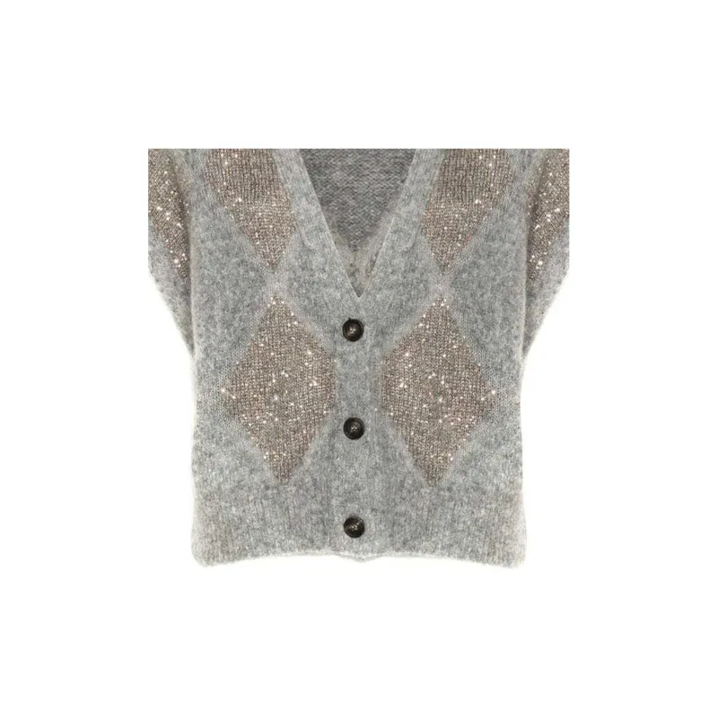 Brunello Cucinelli Sequin Embellished V Neck Cardigan-5
