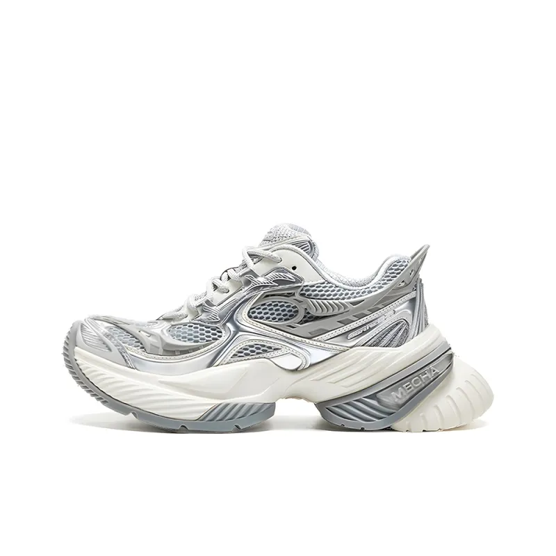 OGR Height Increasing Rebound Low Top Running Shoes Unisex Liquid Metallic Silver-0