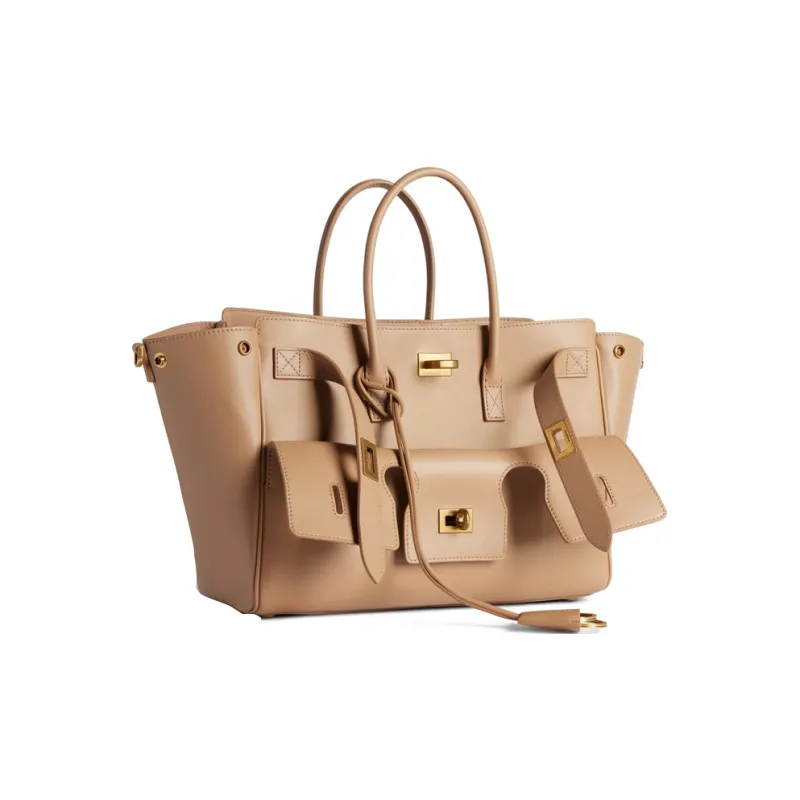 Balenciaga Bel Air Smooth Calf Leather Tote Bag Shopping Bag Shoulder Bag Crossbody Bag Handbag Small Size Women's Nude-2