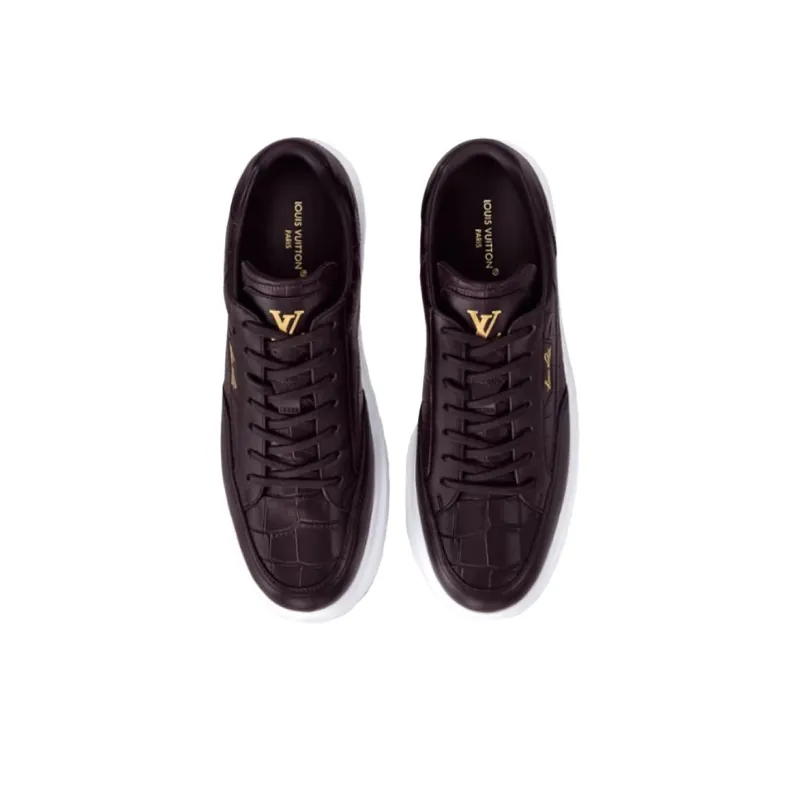 LOUIS VUITTON Beverly Hills Low Top Skateboard Shoes Men's Brown-3