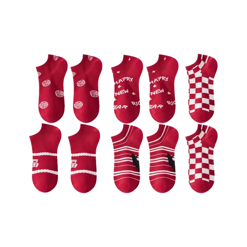 MADALLO No Show Socks Women's 10 Pack Red-1