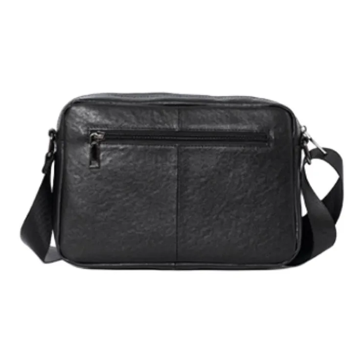 DOSRFINI Cow Leather Shoulder Bag Crossbody Bag Large Size Men's Black-3