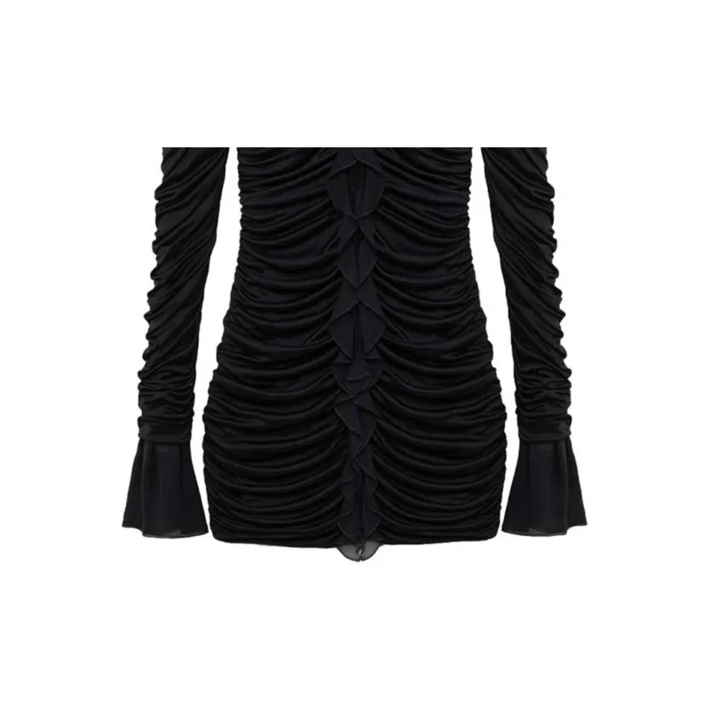 Blumarine Blumarin Ruffle Detailed Runched Dress-5