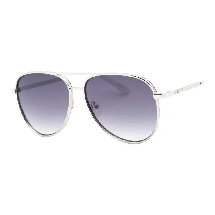 GUESS Acetate, Plastic, Metal Aviator Sunglasses Women's White-0