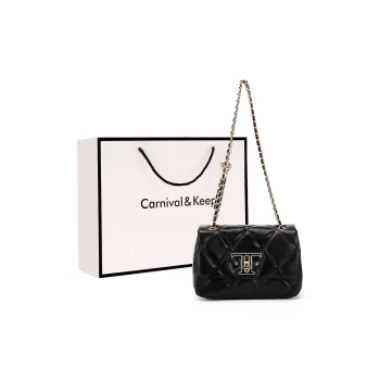 Carnival Keep Top Grain Cow Leather Small Square Bag Crossbody Bag Shoulder Bag Shoulder Bag Regular Women's Black
