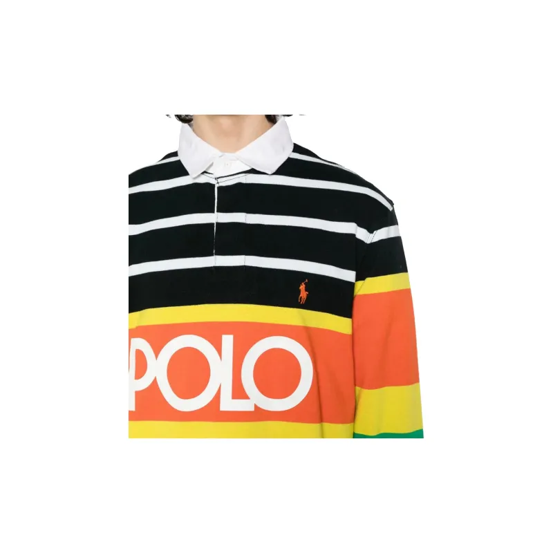 Polo Ralph Lauren Logo Printed Striped Polo Shirt-4