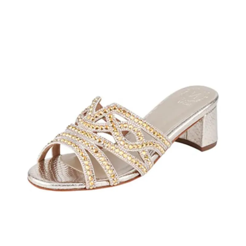 NICOLI Slide Slippers 5cm Women's Gold-2
