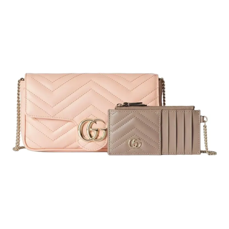 GUCCI GG Marmont Leather Shoulder Bag Trumpets Women's Pink-4
