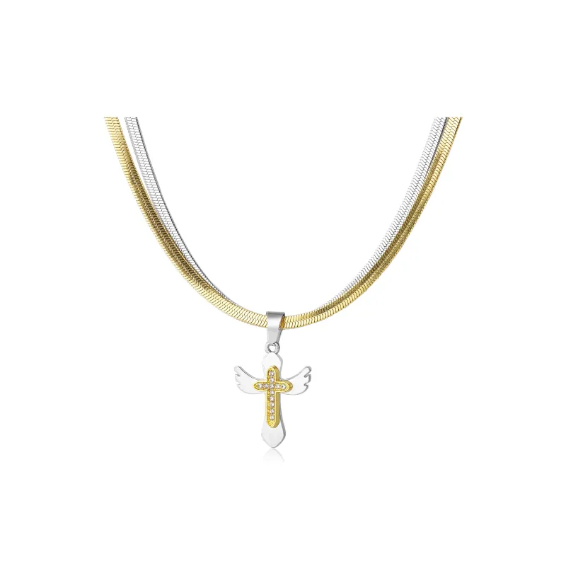 DH7 Titanium Steel Necklaces Unisex Gold-0