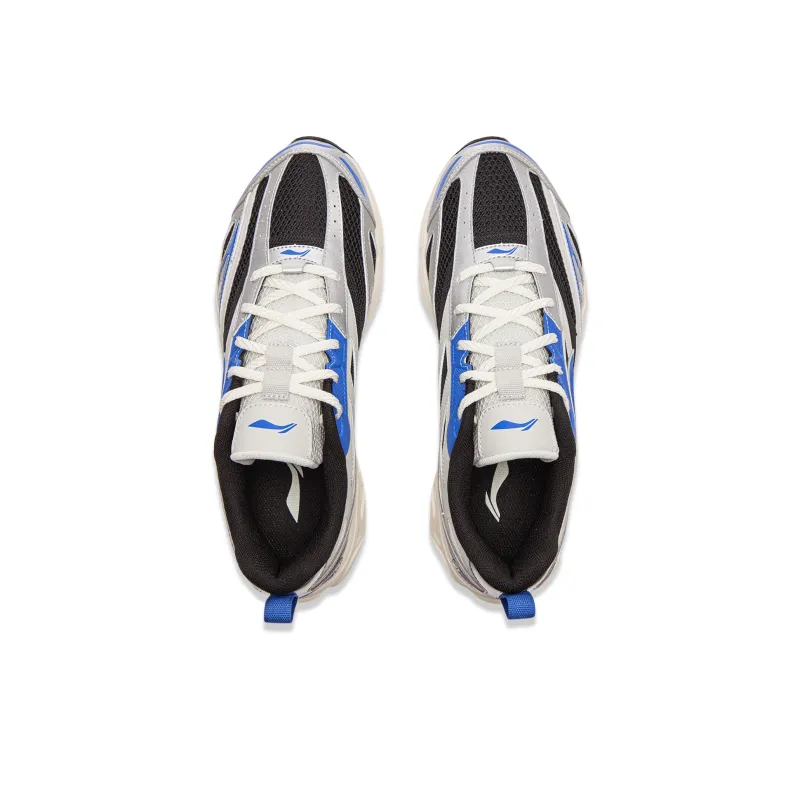 LiNing Cushioning Anti Slip And Wear Resistant Low Top Casual Running Shoes Men's Blue Silver Black-3