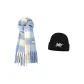 2 Pack (Knitted Hat+Blue White Scarf)