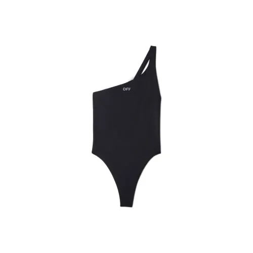 OFF WHITE Logo Embroidered One Shoulder Swimsuit