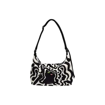 AOSONG Velvet Cotton Technical Fabric Shoulder Bag Small Size Large Size Unisex Pippy Little Black