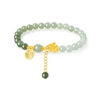 Lao Feng Xiang Hetian Jade Bracelets Green Jade Women's