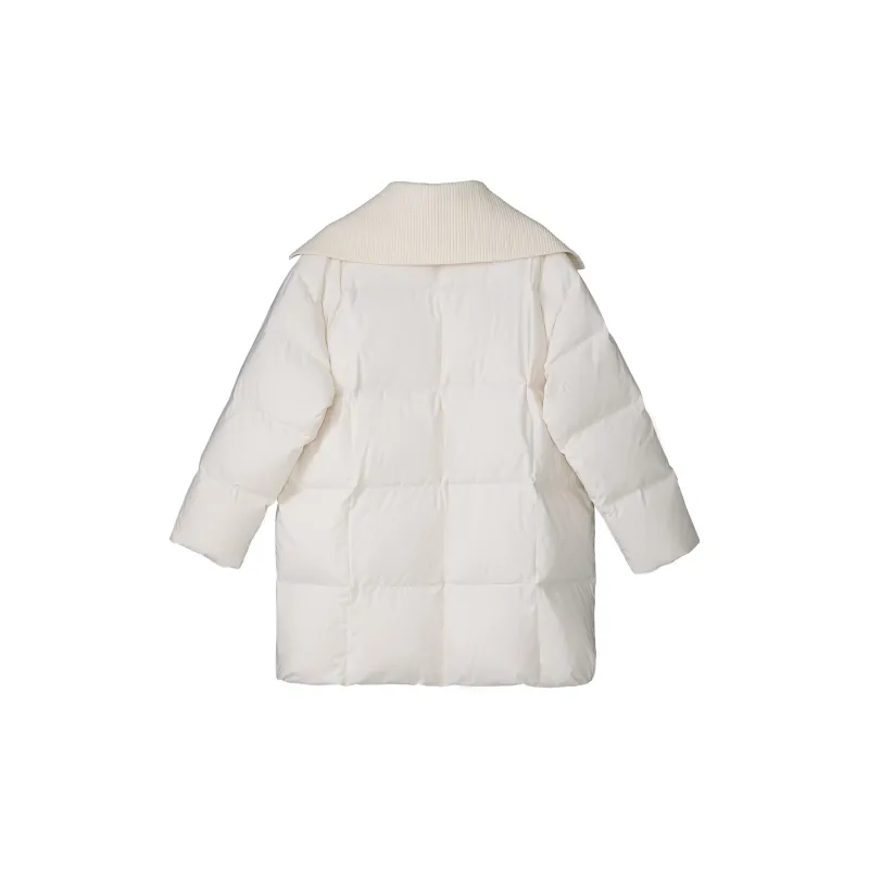 Fstudio Fall And Winter Korean Commute 90 Fill Power White Duck Down Long Down Jacket Coat Women's White-1