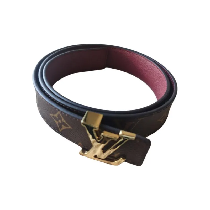 LOUIS VUITTON Leather Belts Women's Brown/Red -1