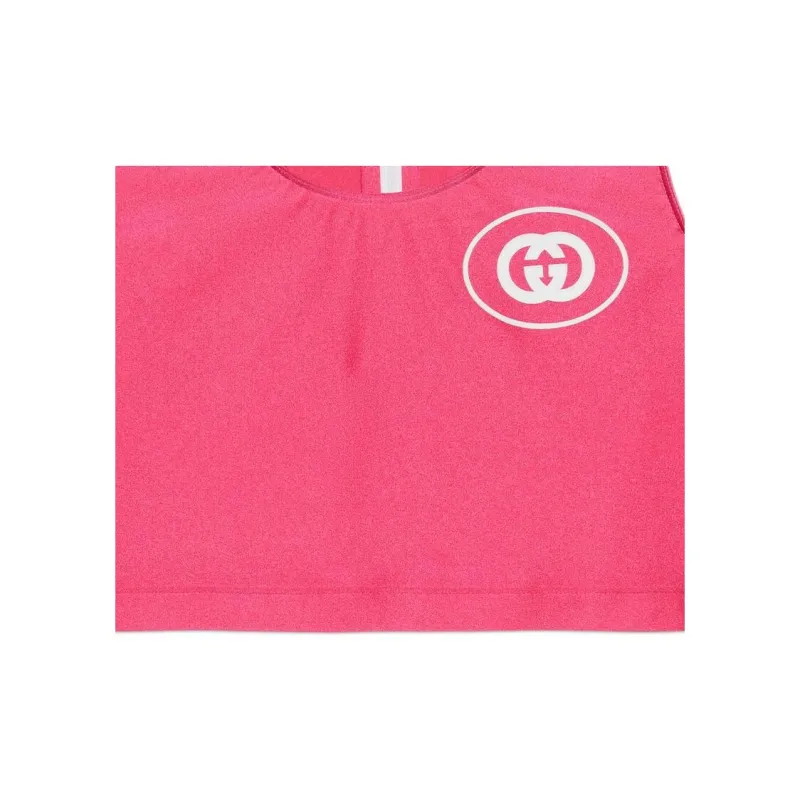 GUCCI Interlocking G Jersey Crop Top Pink-4