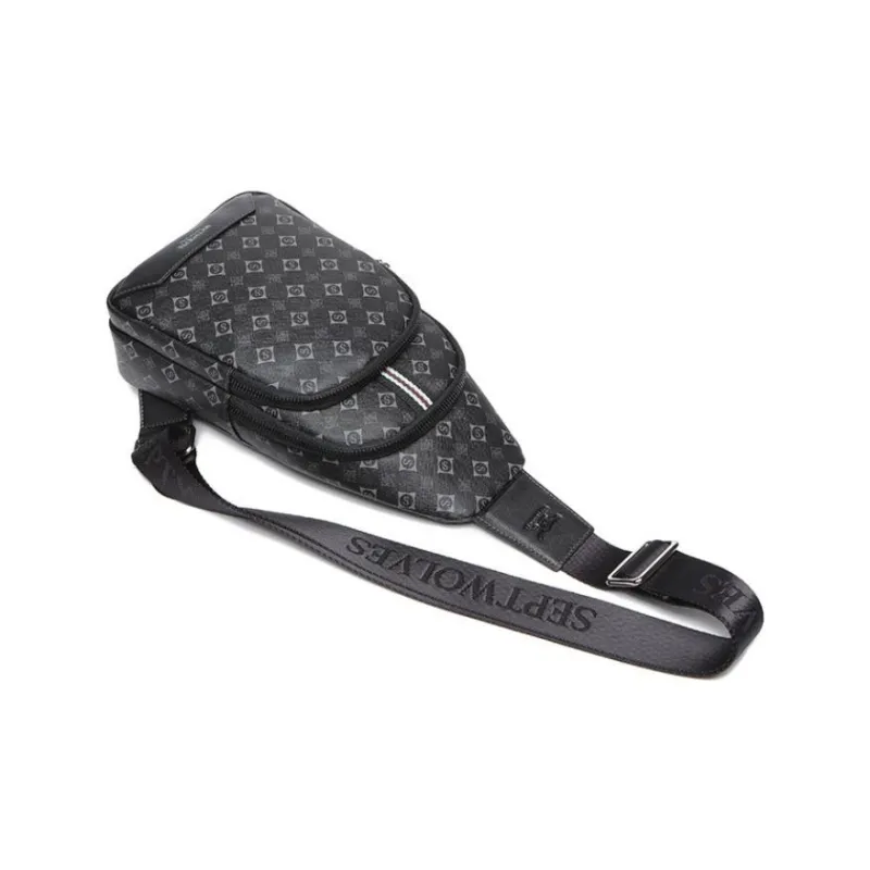 SEPTWOLVES Cow Leather Sling Bag Regular Men's Black-5