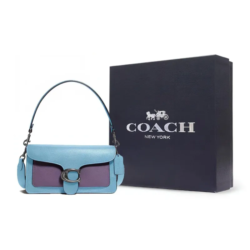COACH Tabby Cow Leather Shoulder Bag Crossbody Bag Portable Shoulder Bag Medium Size Women's Blue-4
