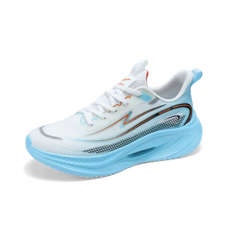 Warrior Wear-Resistant Lightweight Rebound Low-Top Long Distance Running Running Shoes Men's White Blue Orange-2