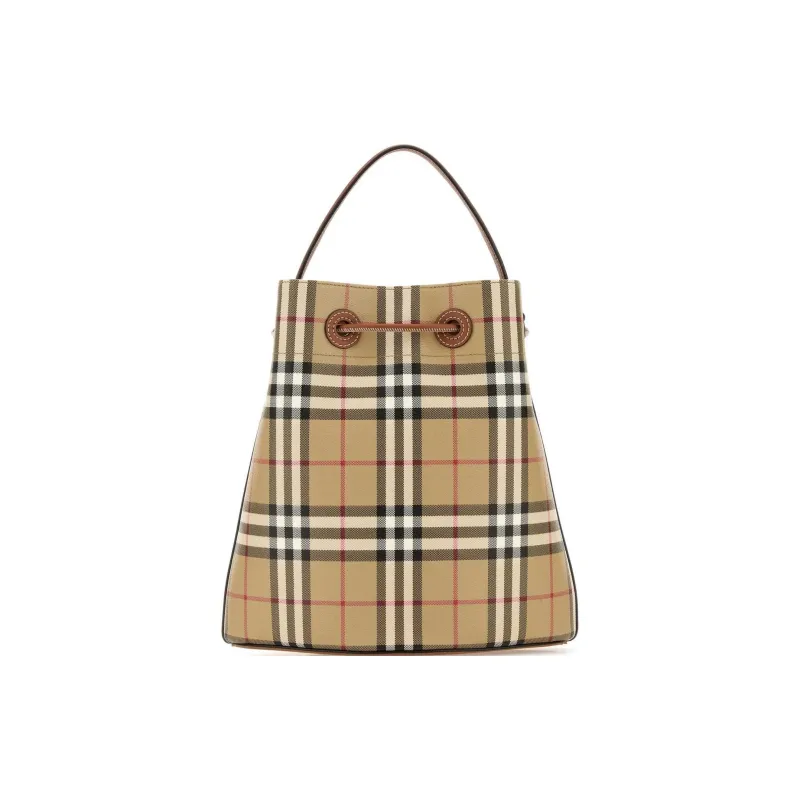 Burberry Polyurethane Bucket Bags Handbags Small Size Women's Beige & Black-6