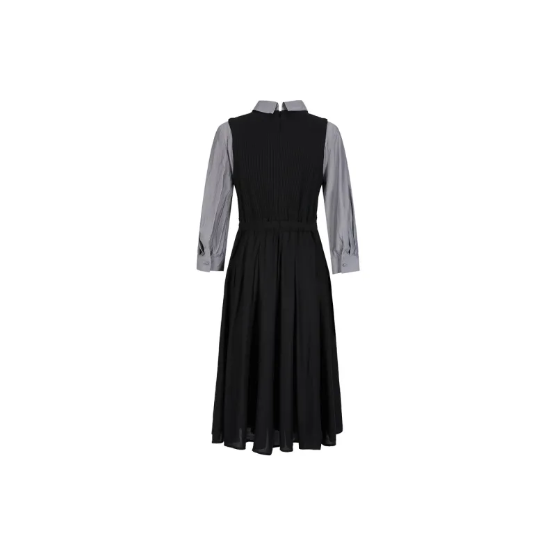 JZ. ANNAKRO Long Sleeved Dresses Women's Plain Black-1