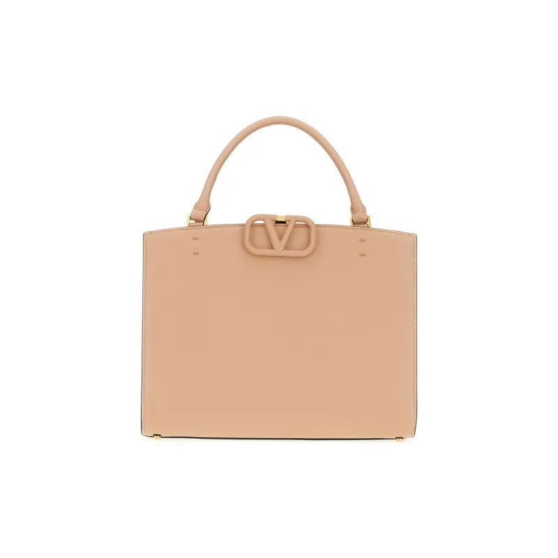 Valentino GARAVANI Calfskin Tote Bag, Shopping Bag, Handbag Women's Light Umber-0