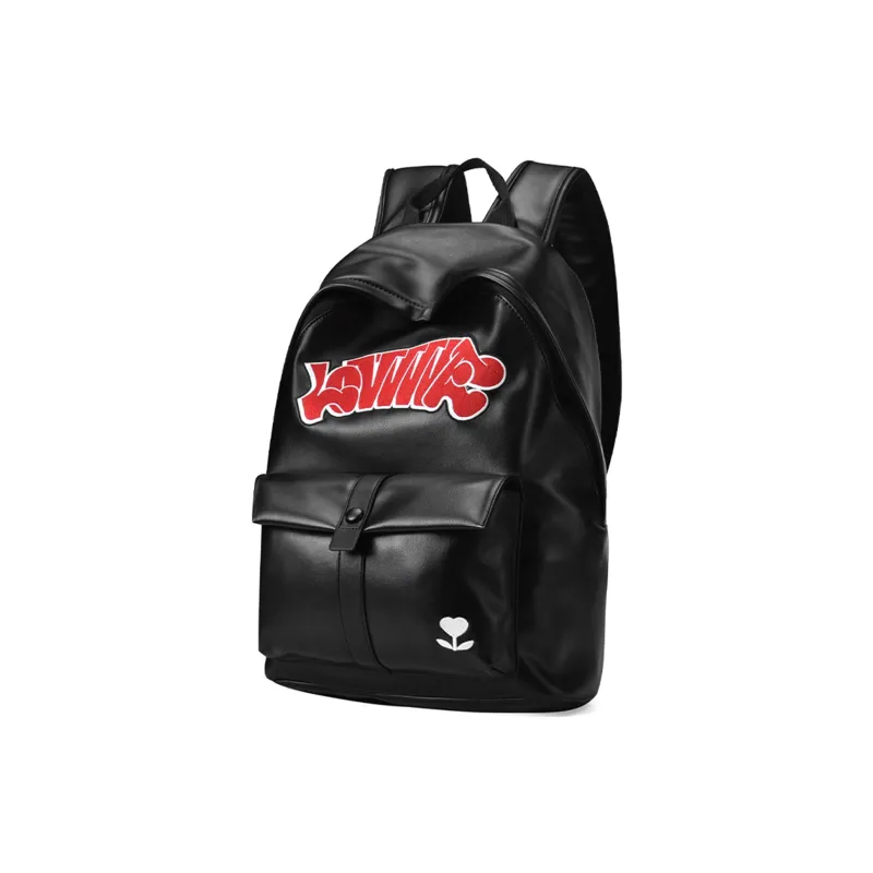 LOVVVVE PU Cortex Student Backpack Unisex Black Red White/Blue/Pink-3
