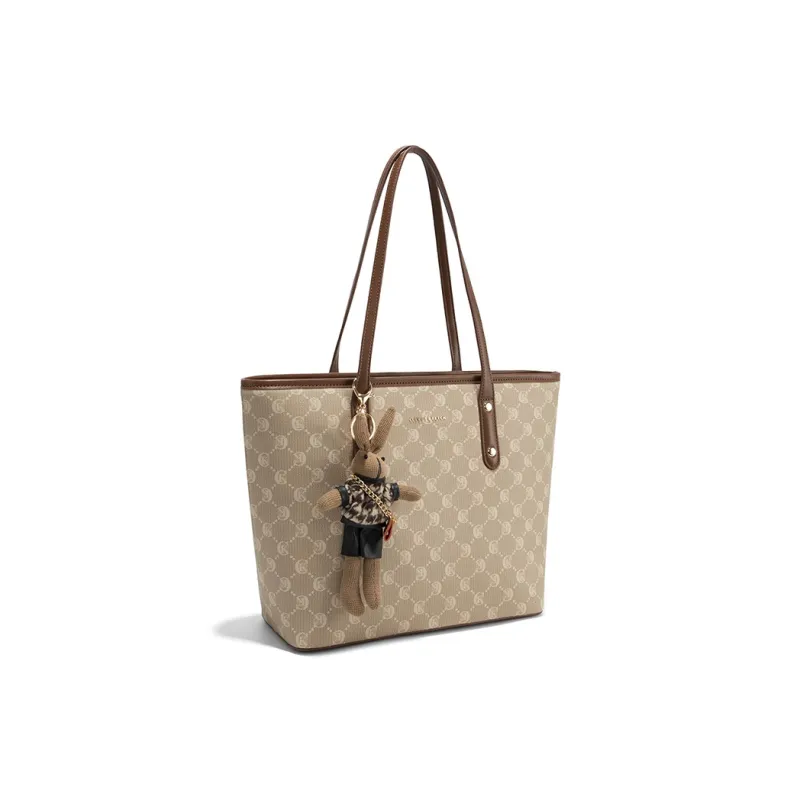 CLEVER& KETCH PU Tote Bag Shopping Bag Shoulder Bags Women's Khaki-1