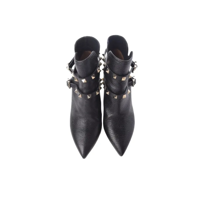 Valentino Rockstud Ankle Boots 5.7cm Women's Black-4