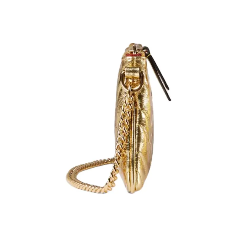 GUCCI GG Marmont Leather Shoulder Bag Extra Mini Women's Gold-3
