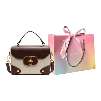 Yalu PU One Shoulder Handbags Women's Ecru Black/Dark Brown Coffee