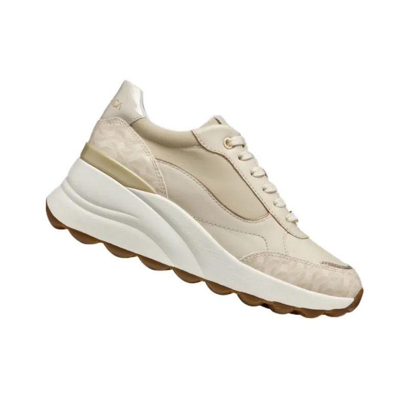 GEOX Spherica Ec13 Anti Slip And Wear Resistant Height Increasing Low Top Casual Shoes Women's Gray White-3