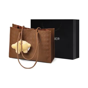 C°BANNER Split Cow Leather With Synthetic Leather Underarm Tote Shoulder Bag Large Size Women's Gold Brown