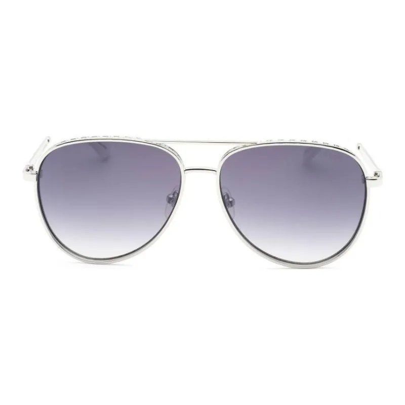 GUESS Acetate, Plastic, Metal Aviator Sunglasses Women's White-1